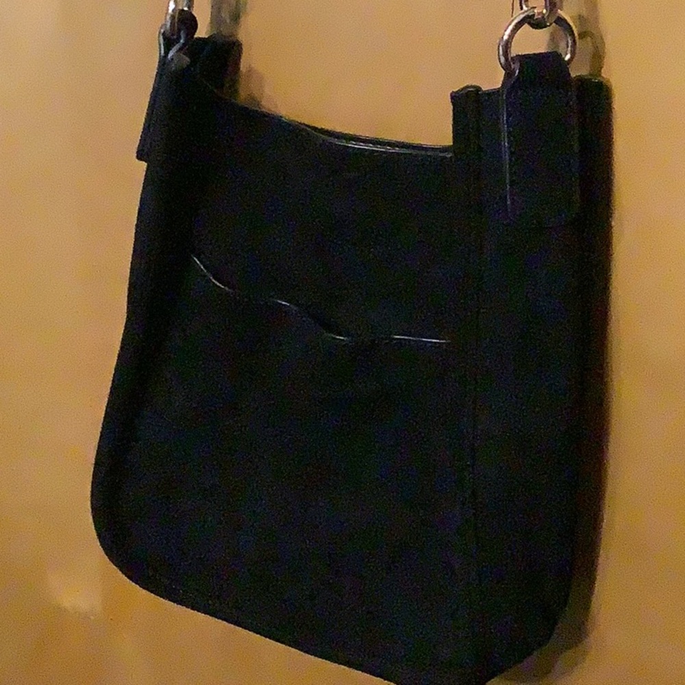 Ah-dorned black suede crossbody with leopard guitar strap - Picture 4 of 10